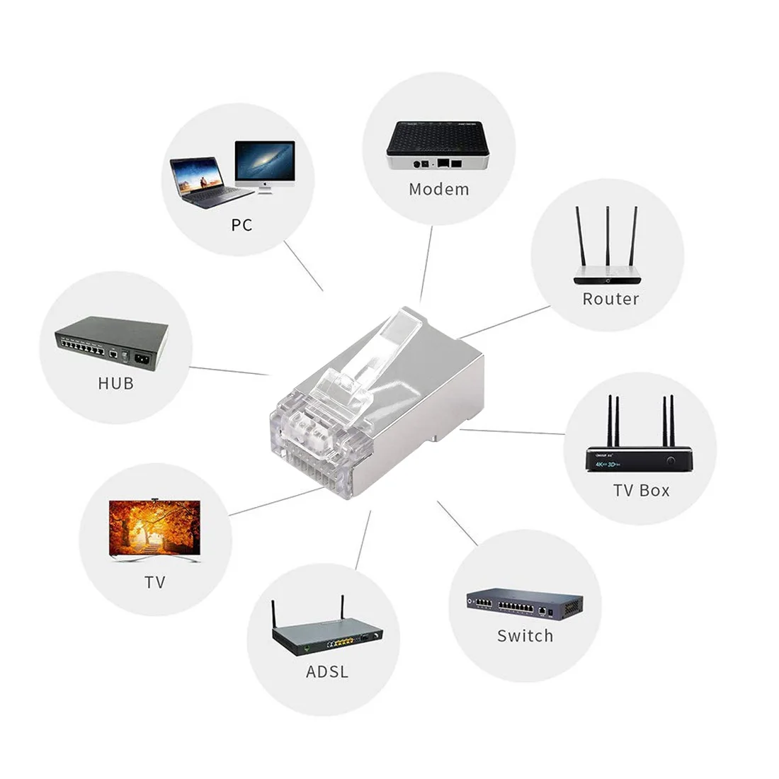 Разъем RJ45 Cat6 модульный Ethernet кабель разъем Cat 6 ОБЖИМНАЯ сеть RJ 45