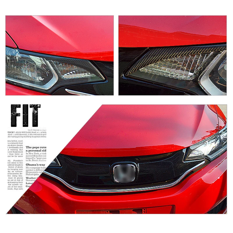 Наклейка для передней фары из углеродного волокна Honda Fit 2014|Наклейки на