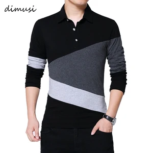 DIMUSIВесенняя Мужская футболка с длинным рукавом, дизайнерская футболка с отложным воротником в полоску, облегающие Свободные повседневные хлопковые футболки 5XL, TA314