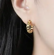gold SHANICE панк 925 пробы Серебряная Ювелирная цепочка дизайнерские серьги-кольца для женщин ретро твист тайский серебряный Букле д 'ореиль femme - Окраска металла: gold