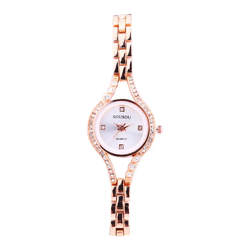 

Hot Sale Women Watches Fashion Simple Style Rose Gold Stainless Steel Watch Ladies Crystal Rhinestone Wristwatch reloj mujer /C