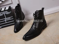italian western black snake skin leather lace up military boots cowboy boots dress wedding work shoes men botas militares