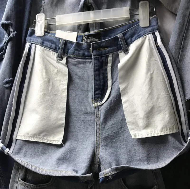 Streetwear Summer Women Denim Shorts 2019 New Arrival High Waist Wide Leg Jeans Blue Short Femme hot jeans |