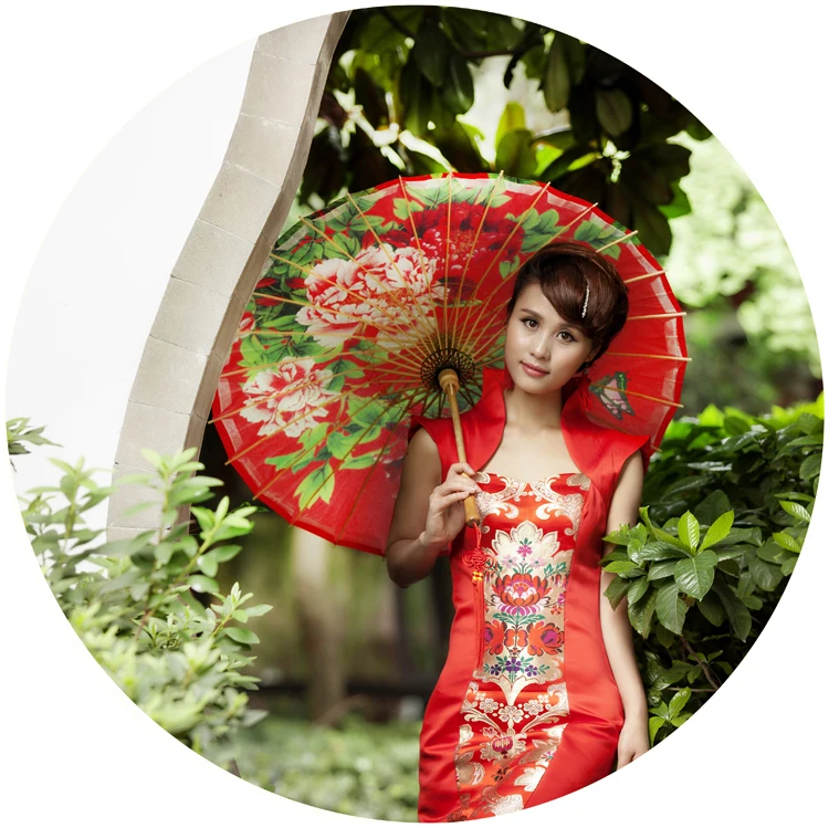 Бесплатная доставка Красный Элегантный зонт с рисунком пиона водонепроницаемый