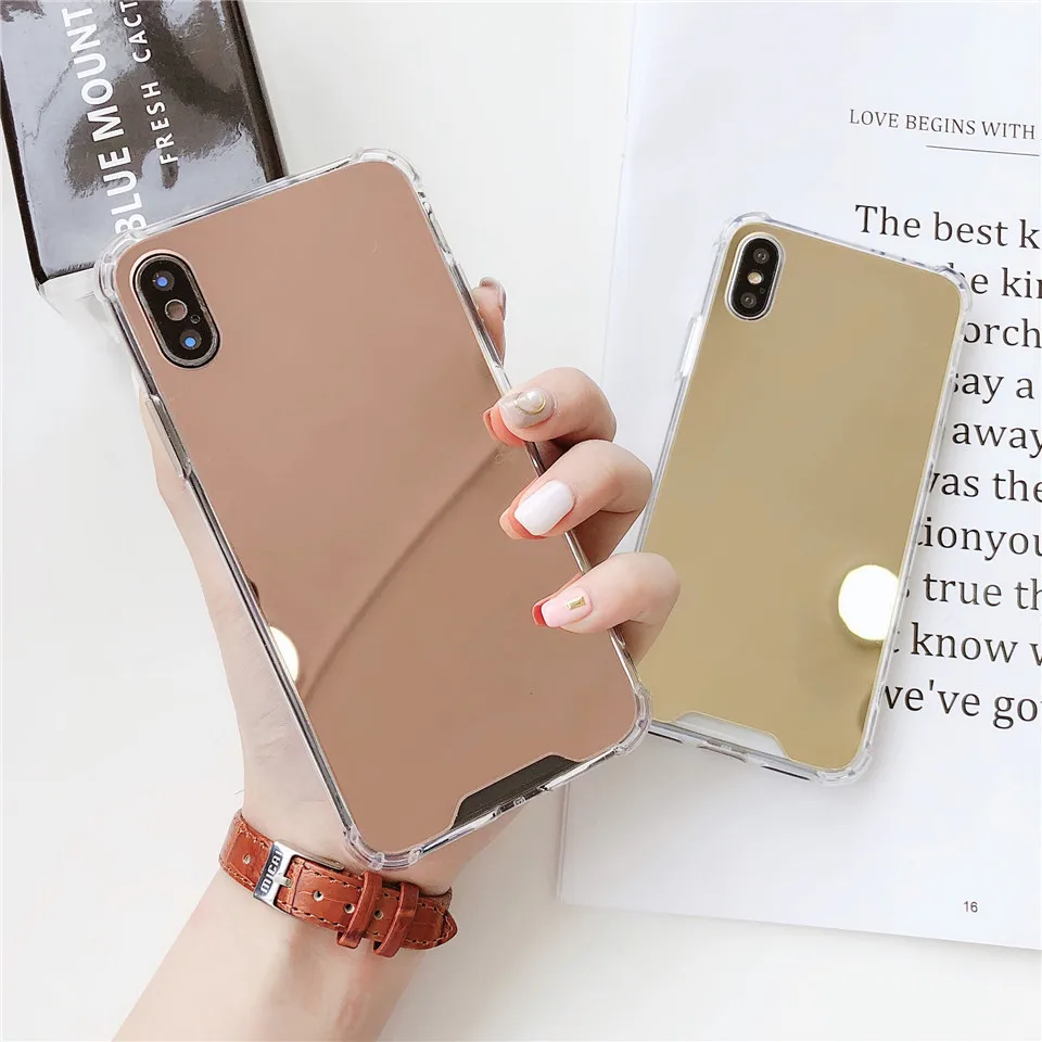 Зеркальный чехол для телефона iphone 7 8 6s 6 plus X XR XS Max милый мягкий ударопрочный из ТПУ