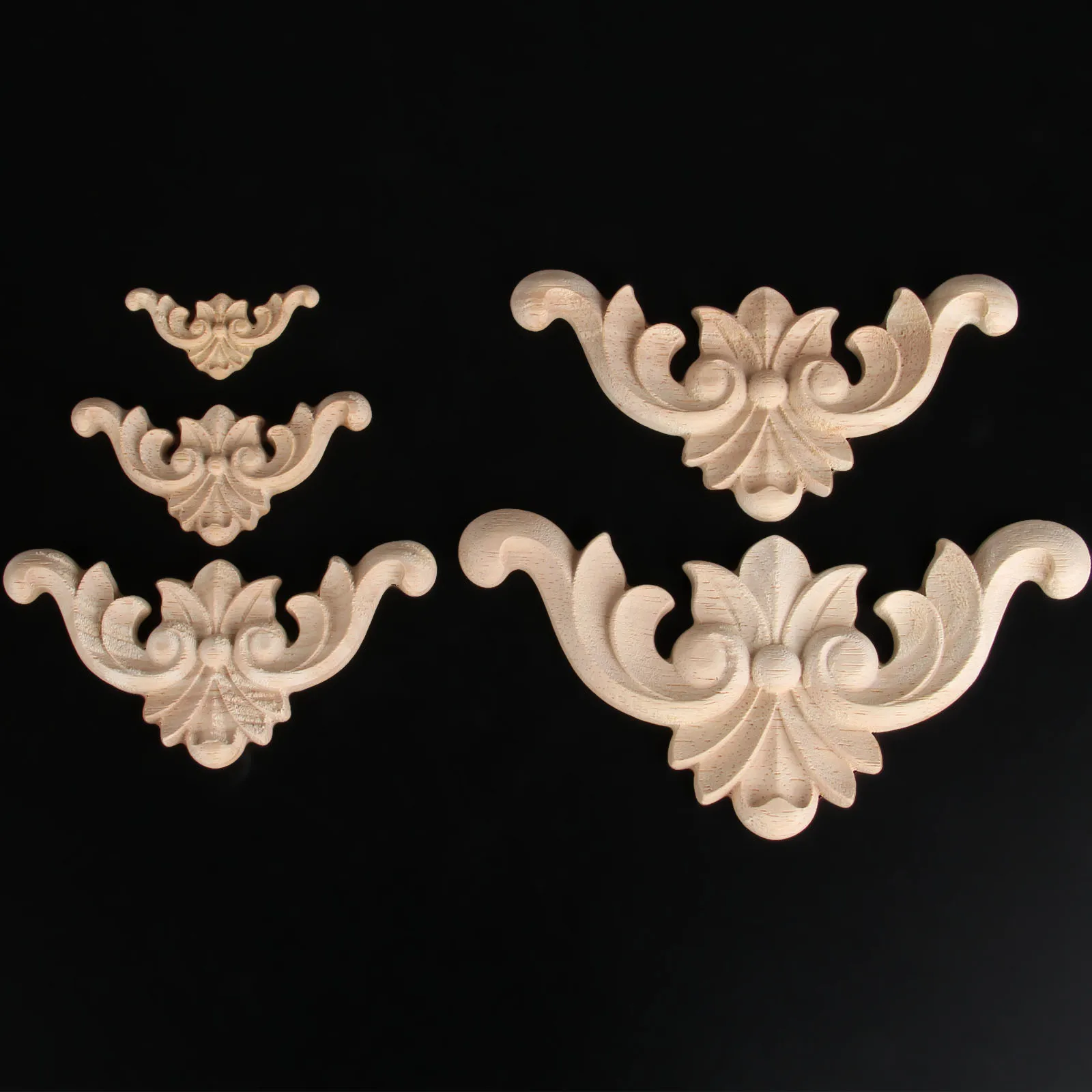 

1Pc Woodcarving Decal Corner Wood Carved Corner Furniture Decorative Figurine Wooden Miniatures Home Decor for Cabinet Door Wall