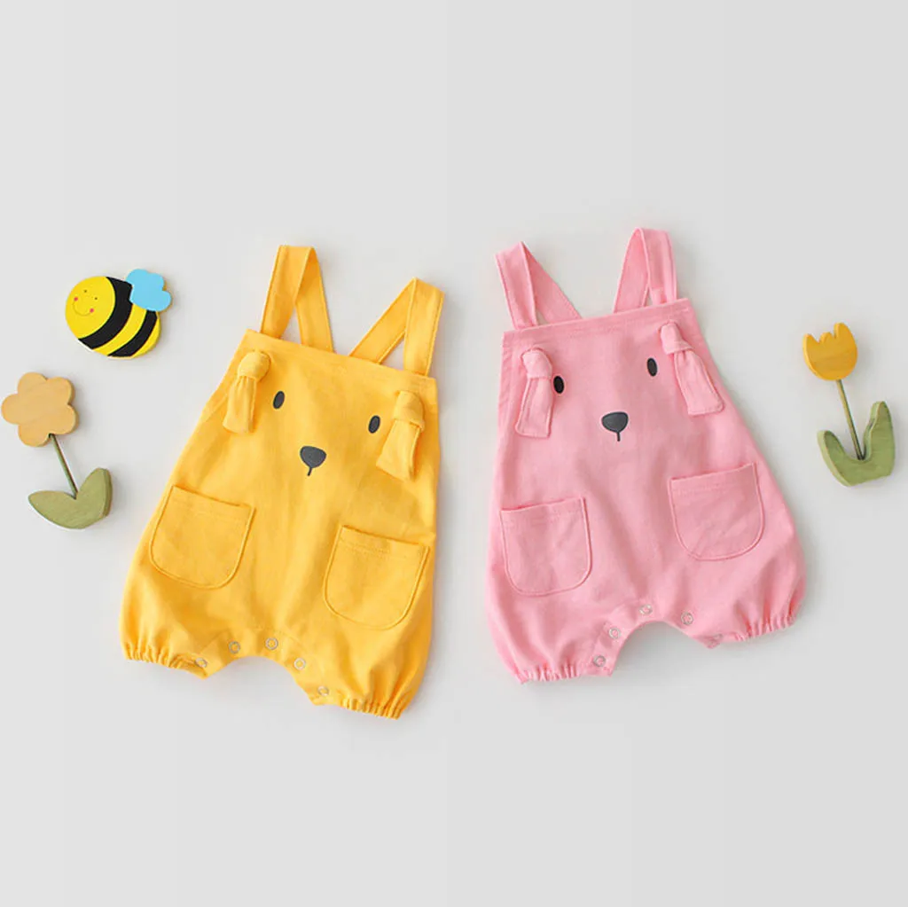 Baby Girl Boy Rompers Kid Cartoon Pocket Costume Jumpsuit Overalls OutfitsBaby Romper Summer 2019 Onesies Newborn | Мать и ребенок