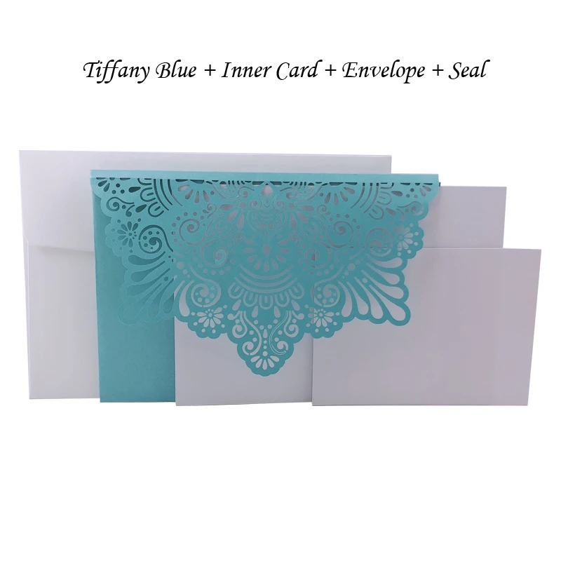 Fifty Sets Tiffany 50 шт., европейские свадебные пригласительные открытки с лазерной огранкой, трехкратные кружевные поздравительные визитные открытки, открытки для ответа на приглашение, свадебные сувениры, вечерние украшения - Цвет: Fifty Sets Tiffany