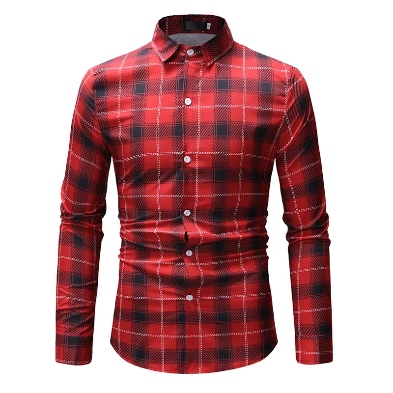 Новая коллекция модных осенних свитеров Для мужчин одежда Slim Fit Для мужчин рубашка с длинными рукавами Для мужчин клетчатая хлопковая Повседневное Для мужчин рубашка социальных размера плюс 3XL