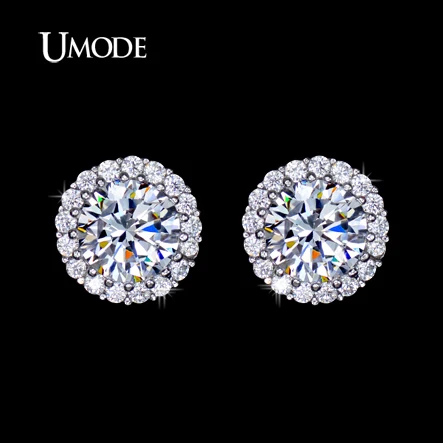 

UMODE Round Stud Earring for Women AAA+ Cubic Zirconia Crystal Studs Femme Flower Earrings Fashion Jewelry Drop Shipping UE0096