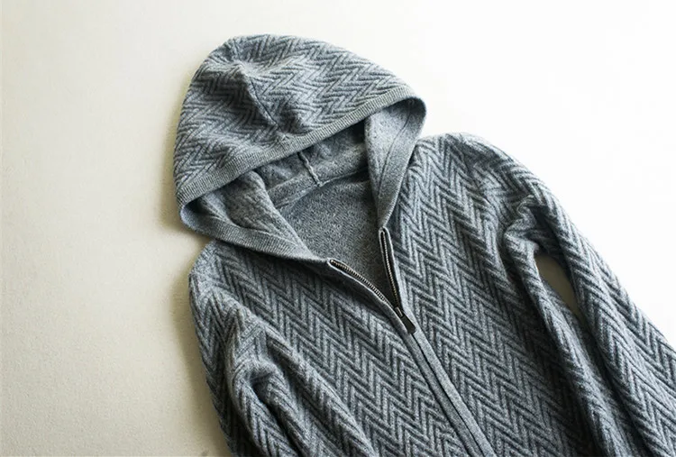 Женский трикотажный свитер с капюшоном из 100% козьего кашемира и твила костюмы