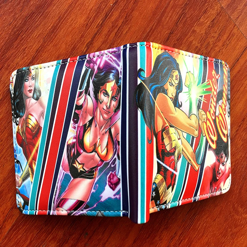 2018 Новое поступление Wonder Woman аниме цветной кожаный короткий кошелек Comics складной