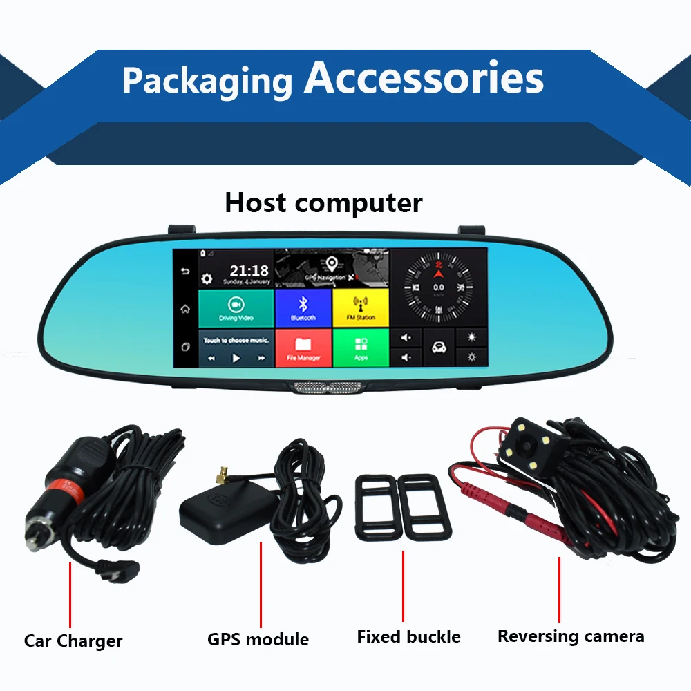 Новый 7 дюймов 3G автомобиля Камера DVR GPS Bluetooth Двойной объектив Зеркало заднего