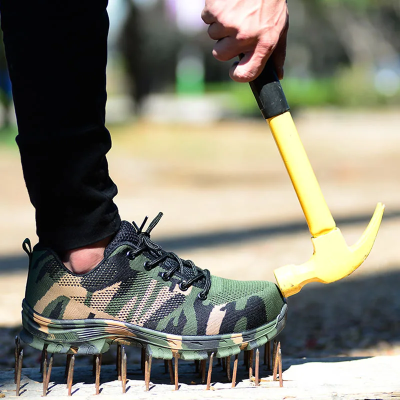 Work Boots Construction Men's Outdoor Steel Toe Cap Shoes Men Camouflage Puncture Proof High Quality Safety Plus Size 48 | Обувь