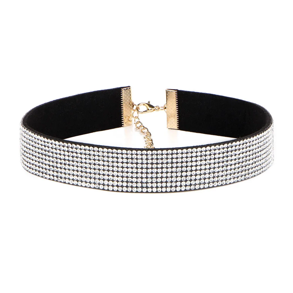 Стразы Кристалл чокеры ожерелье для женщин золотой цвет кубический цирконий