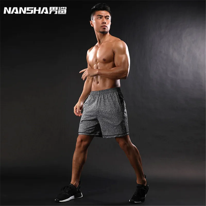 NANSHA тренажерные залы 2018 мужские шорты сетчатые Лоскутные дышащие спортивные
