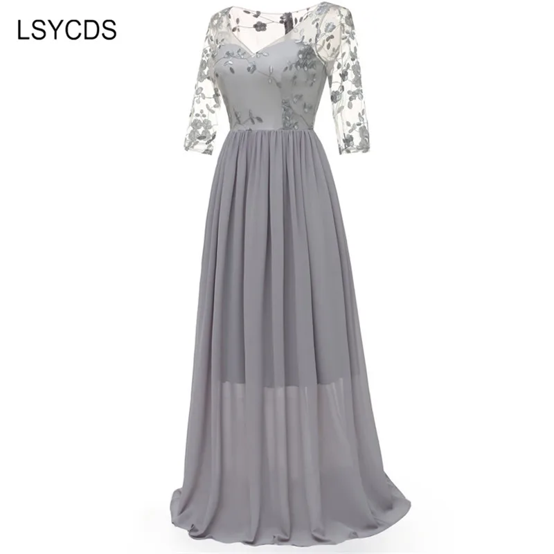 Женское Шифоновое Платье макси с вышивкой элегантное винтажное платье