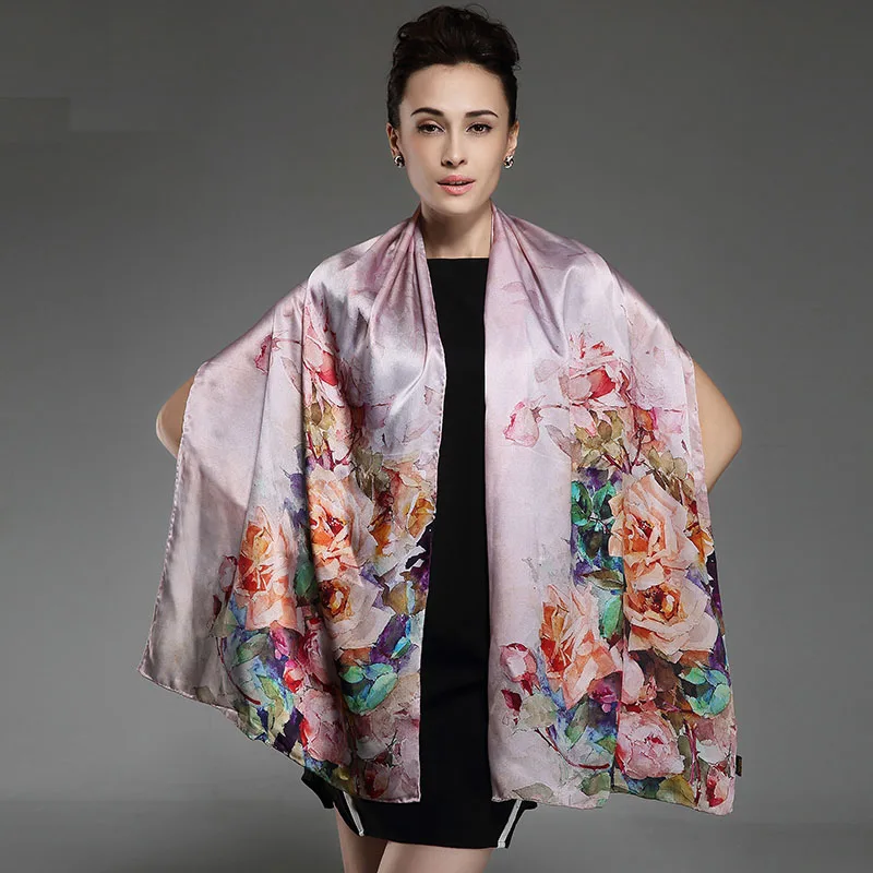 Шарф высокого качества из 100% натурального шелка шаль накидка хиджаб женские