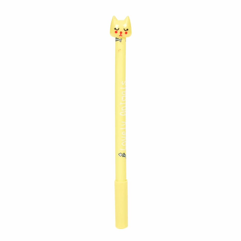 yellow 0,5 мм Kawaii пластиковая гелевая ручка для творчества мультяшная кошка нейтральные ручки для школы для письма для офиса принадлежности ручка милые корейские канцелярские принадлежности - Цвет: yellow