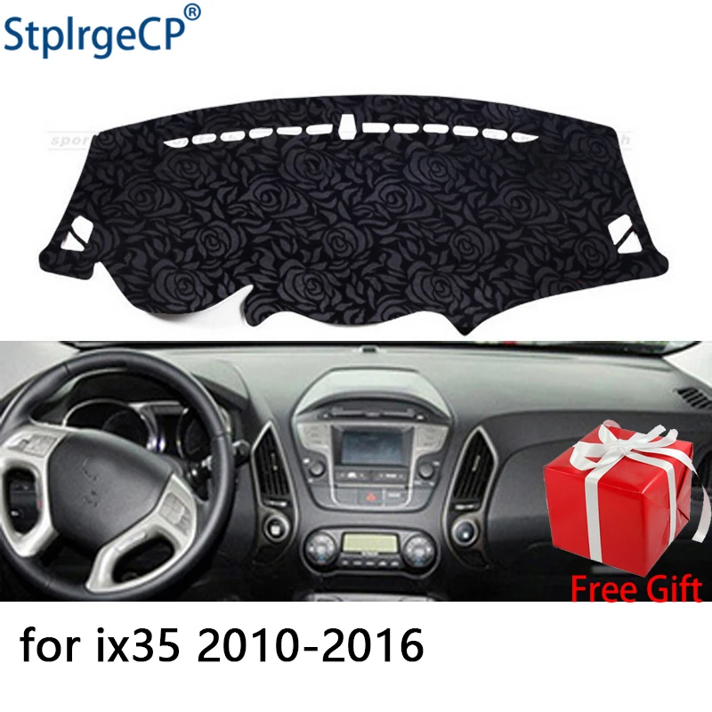

Rose Pattern Non-slip Car Dashboard Cover Dash Mat Pad DashMat ANti-UV Car Sticker for Hyundai ix35 Tucson 2010-2015 Car Styling