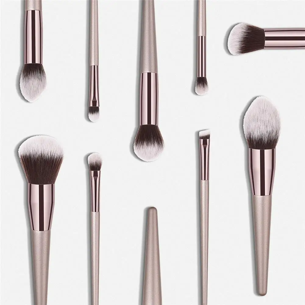 

9Pcs Pro Champagne Gold Makeup Brushes Beauty Tools Powder Foundation Blush Cosmetic Brush Concealer Eyebrow Eye Shadow Brush