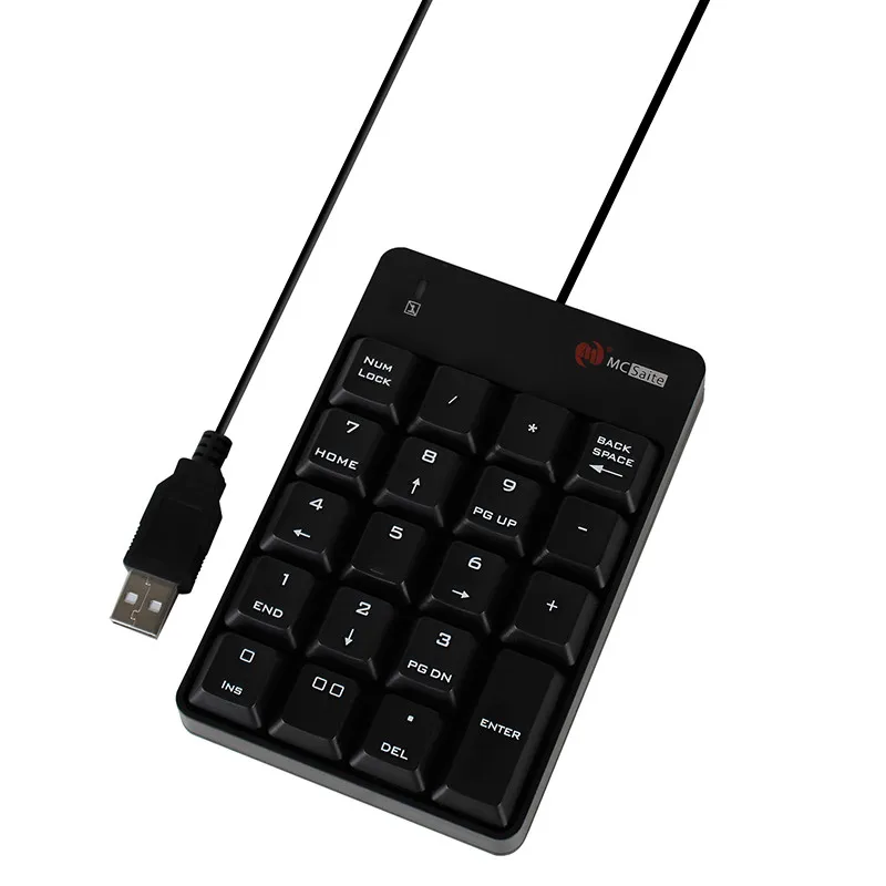 Мини USB клавиатура для портативных ПК 19 клавиш черная Проводная цифровая адаптер