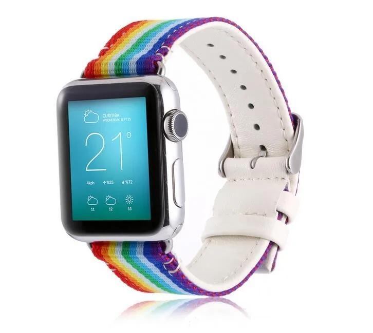 Difeini для отдыха в полоску нейлон ремешок Apple Watch 38/42 мм ссылка браслет iwatch кожаная