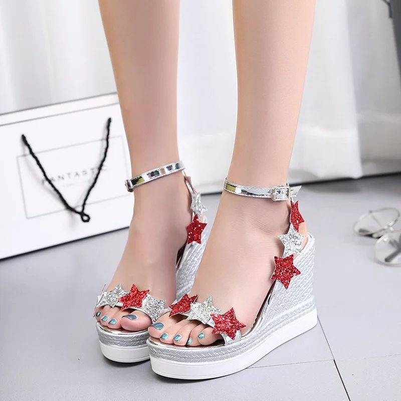 2018 новые летние пикантные Блестящие супер высокий каблук Женские сандалии для