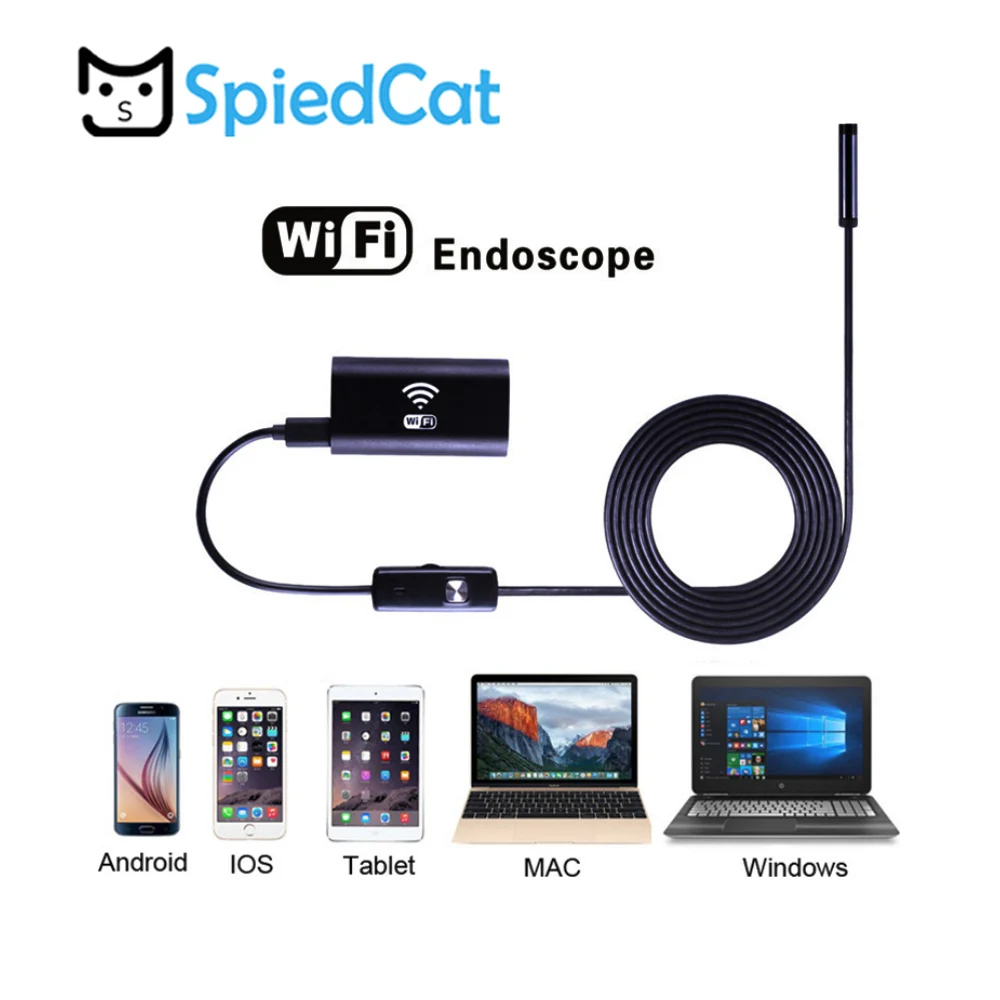 SPIED CAT 1 м 2 м wifi эндоскоп камера Мини водонепроницаемый мягкий кабель Инспекционная камера 8 мм эндоскоп для IOS iPhone Android телефон
