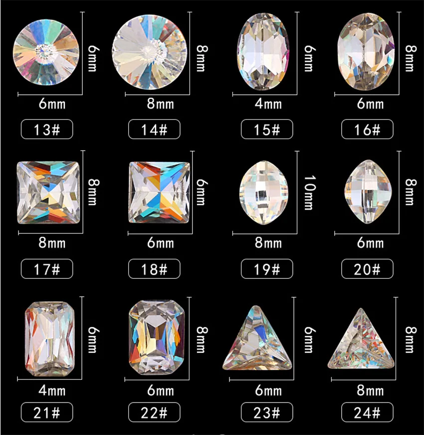 3D дизайн ногтей острые нижние стеклянные стразы украшение кончика ногтя Декор