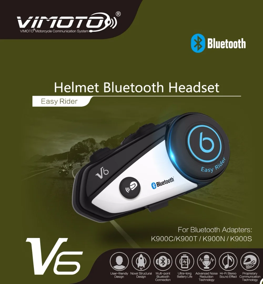 Vimoto V6 BT Interphone мотоциклетный шлем гарнитура Интерком одновременно пара 2 различных Bluetooth Высокая точность передачи