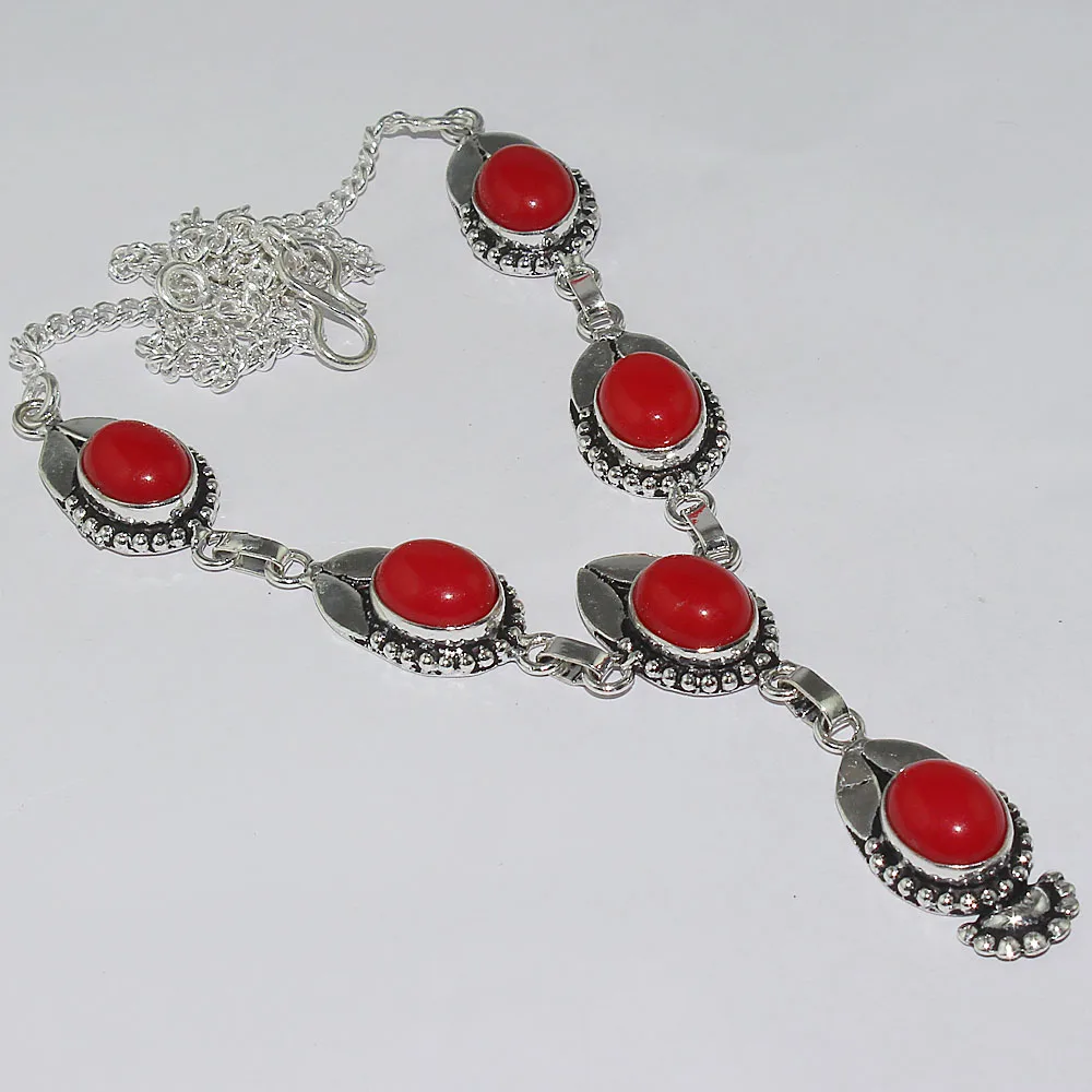 

Coral Necklace Silver Overlay over Copper , 43.5 cm, N2160
