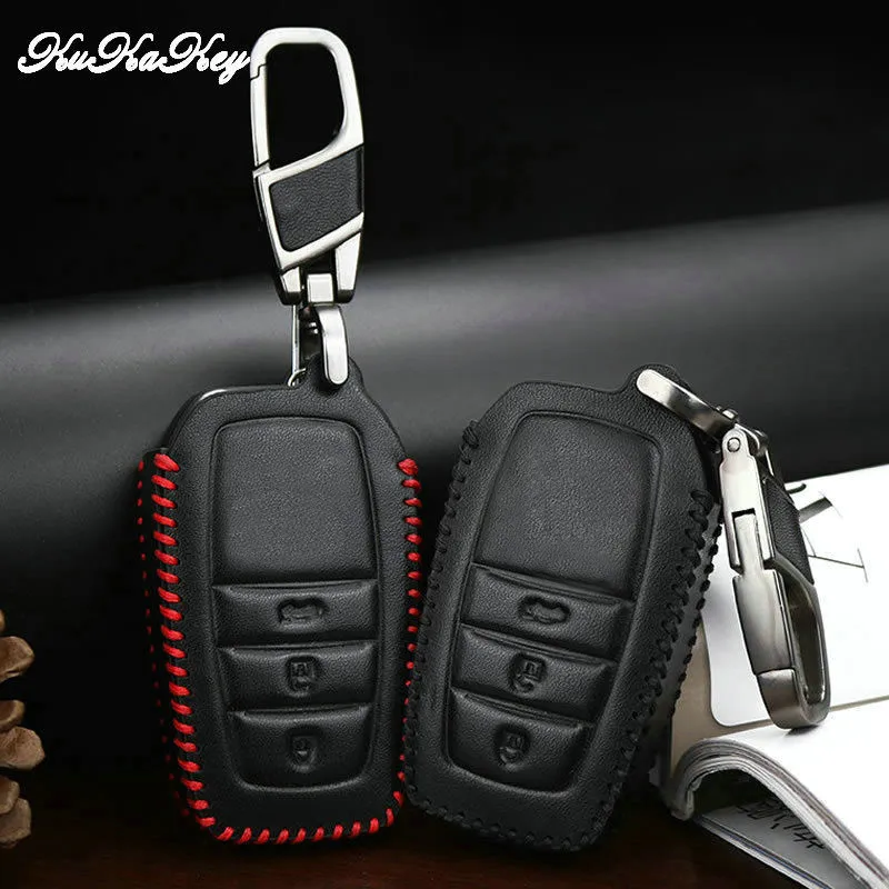 Kukakey кожаный чехол для ключей автомобиля брелок аксессуары Toyota CROWN Camry Reiz PRADO 2012 2014