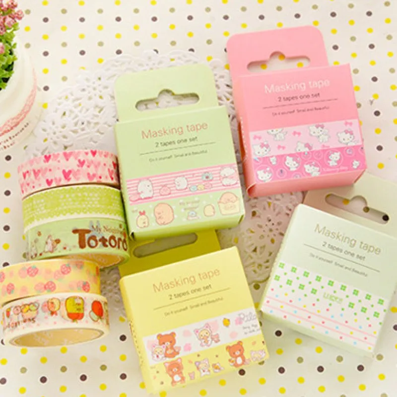 16 моделей 2 шт./кор. мультфильм клейкая декоративная лента washi Скрапбукинг стационарный «Мой сосед Тоторо», которая проигрывает мелодии из фильмов «hello kitty» легко рвущаяся
