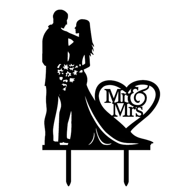 

Love Heart Mr & Mrs Bride Groom Wedding Cake Flags Acrylic Cake Topper For Wedding Engagement Anniversary Party Cake Decor