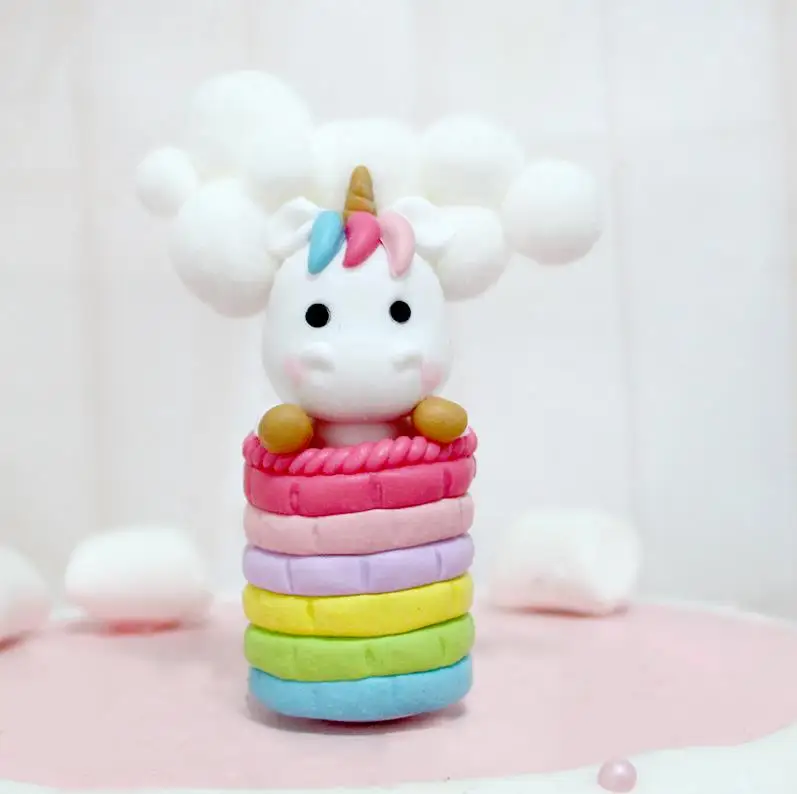 Unicorn 4 Единорог торт Топпер пирог на день рождения или свадьбу Радуга шар облако Топпер торт День Рождения выпечки украшения принадлежности - Цвет: Unicorn 4
