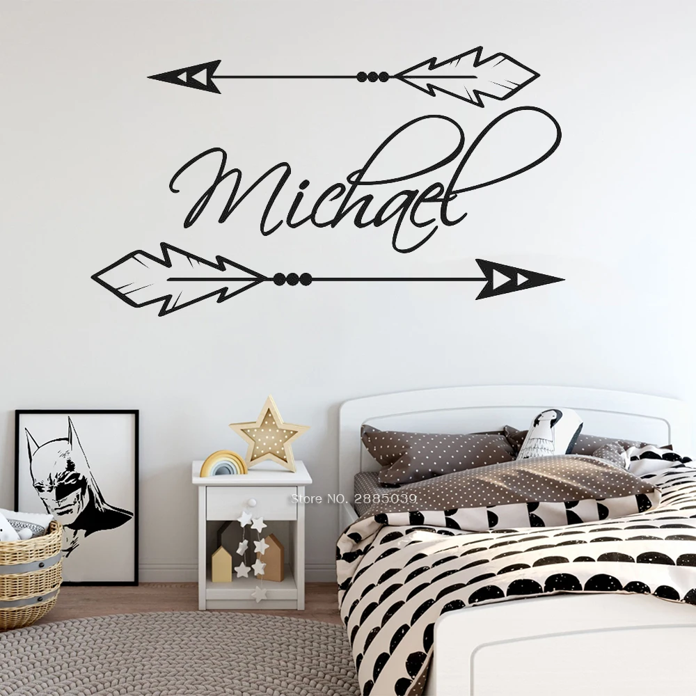 60*34 см стрелки Пользовательское Имя Наклейка Wall Art наклейки на стену в детскую