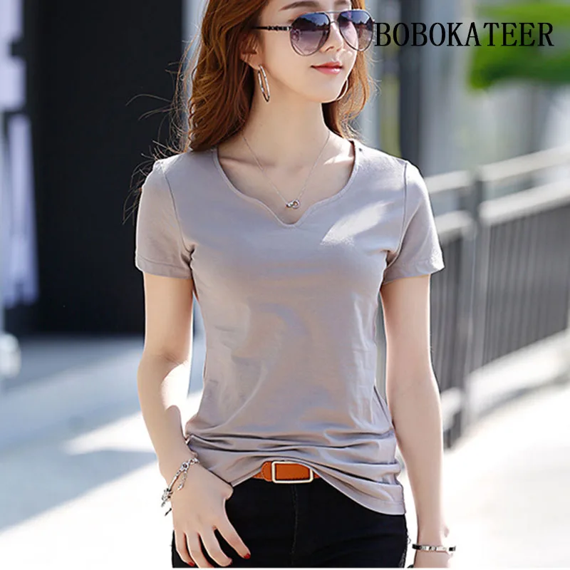 BOBOKATEER, летняя футболка, женская футболка, футболка, femme ropa mujer verano, топы с коротким рукавом, хлопок, размера плюс, женская одежда