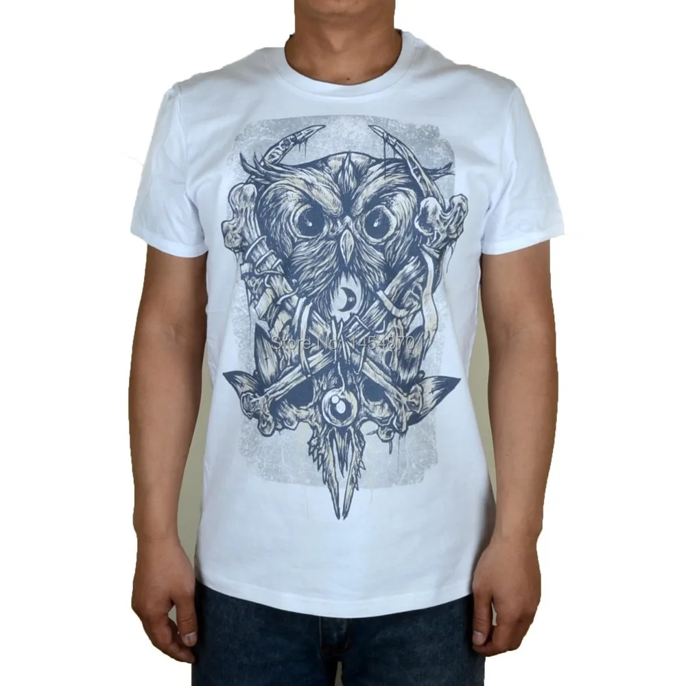 5 дизайнов белая рубашка в стиле Харадзюку С 3d-рисунком совы черепа черной дахии