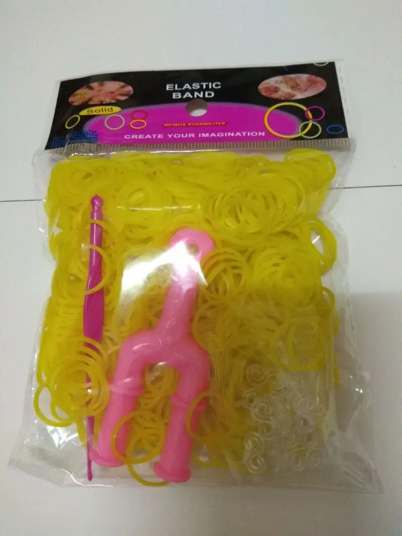 goldon yellow 600pcs Резинка для плетения для девочек, ручная вязка, радужная вязальная машина, Резиночки для ткацких станков - Цвет: goldon yellow 600pcs