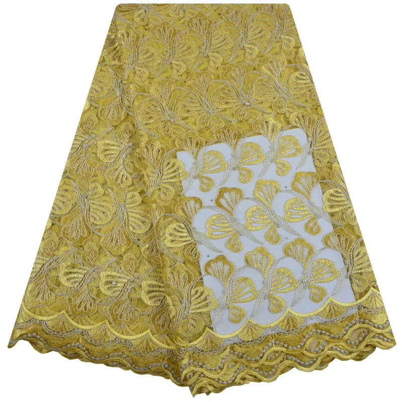 

2018 High Quality African Lace Fabric White French Net Embroidery Sequins Tulle Lace Fabric For Nigerian Party Dress S1388