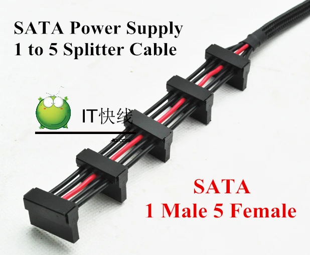 15.7 дюймов пк DIY ATX 15Pin 15 P SATA Molex на 5 port Serial ATA кабель питания шнур 18AWG провода 1to5
