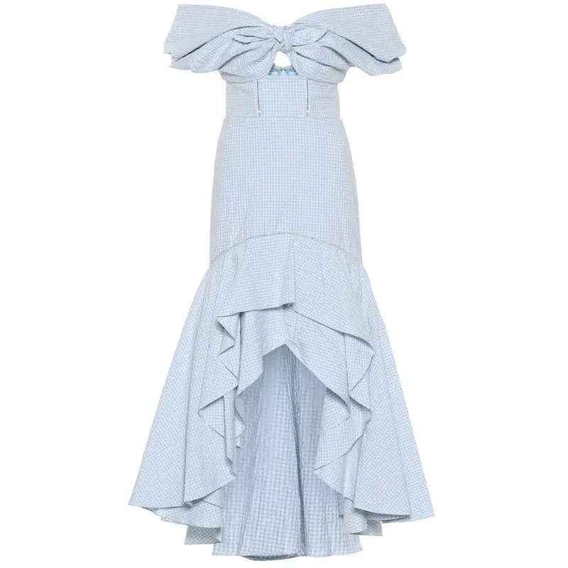 Женское платье-Русалка с открытой спиной вечернее клетчатое платье V-образным