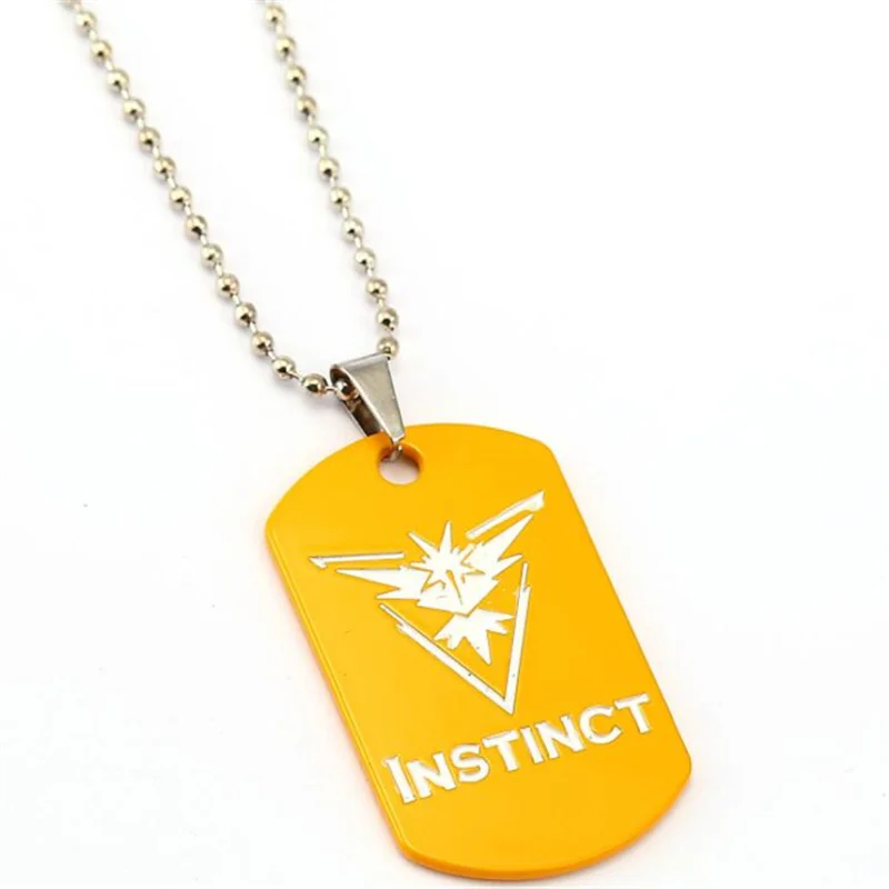 Ожерелье Pokemon Go Dog Tag с подвеской из аниме-мультфильма, командный доблестный мистический инстинкт с логотипом, цепочка из бисера для мужчин и женщин