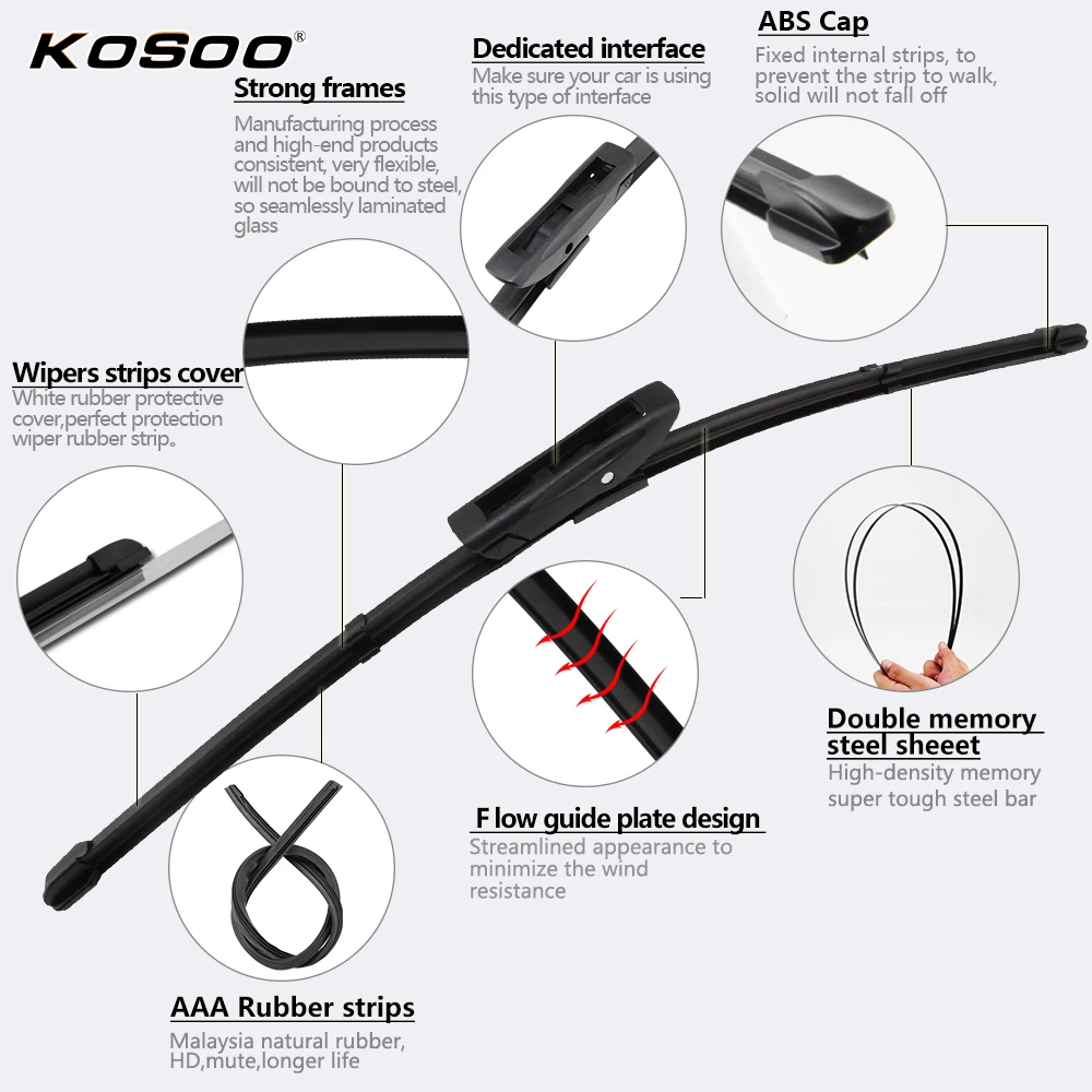 Автомобильные стеклоочистители KOSOO для reanult-grand Scenic 3 (2009-) 30 + 26 дюймов 2 шт. мягкие