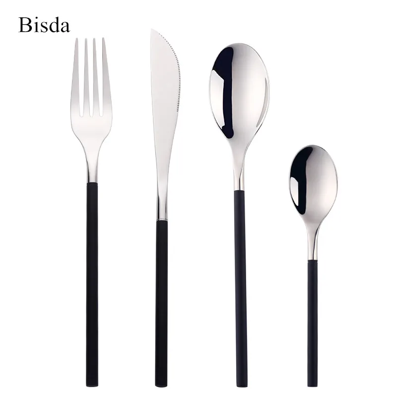 Столовые приборы из нержавеющей стали 18/10 24 шт.|black cutlery set|set dinnertableware dinner set |