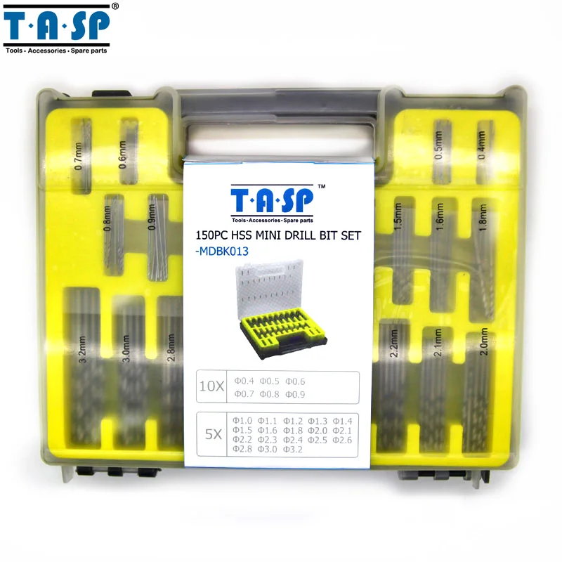TASP 150pcs HSS микро PCB Сверла Набор точность бурения комплект с коробка для