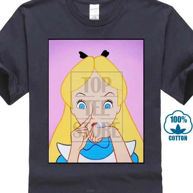 Alice Wonderland Cocain забавная футболка для мужчин и женщин унисекс 2134 Новое поступление забавная