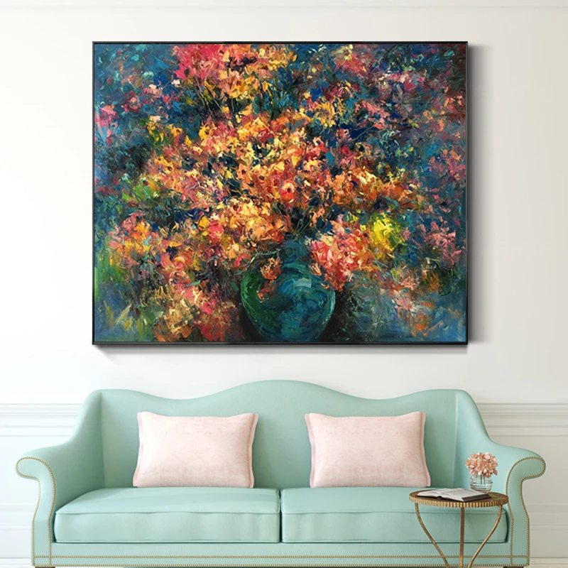 

100% Hand Painted Abstract Flower Art Oil Painting On Canvas Wall Art Frameless Picture Decoration For Live Room Home Decor Gift