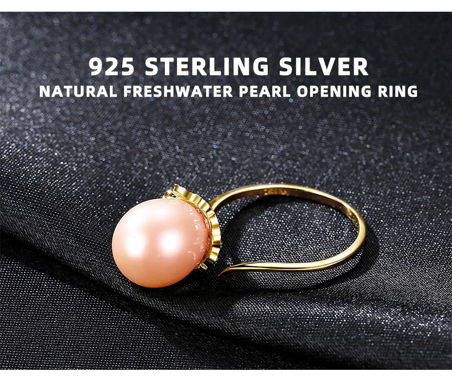 Freshwater Pearl Ring Vintage 925 Sterling silver rings Natural Pearl Fine Jewelry Adjustable 925 ring hyperbole Freshwater